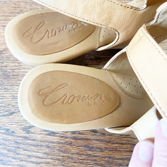 Crown by BORN | Leather Sling Back Metallic Block Heeled Sandals Size 9 - Picture 13 of 15